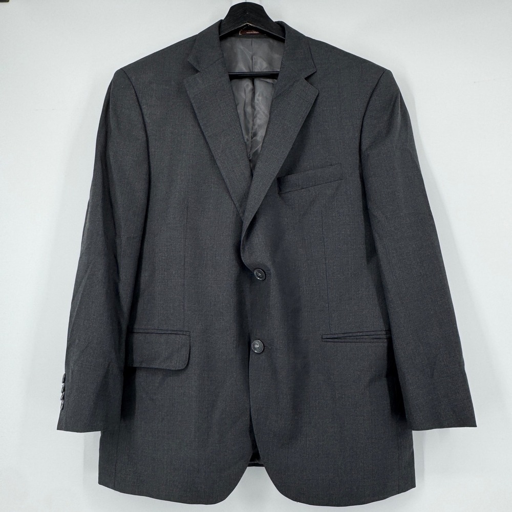 Peter Millar Mens 42S Suit Jacket Blazer Charcoal Grey 100% Wool Made in Canada